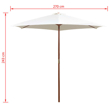 Parasol 270x270 cm houten paal crèmewit