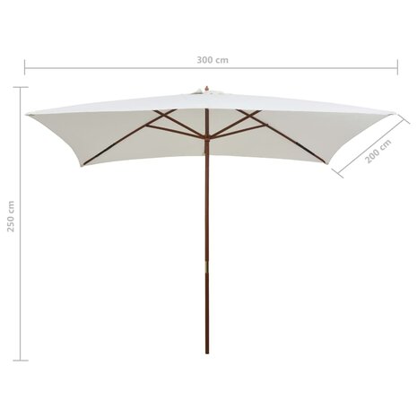 Parasol met houten paal 200x300 cm crèmewit