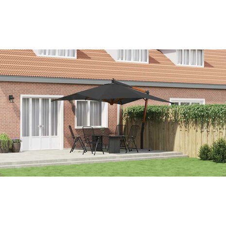 Zweefparasol met houten paal 400x300 cm antracietkleurig