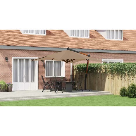 Zweefparasol met houten paal 400x300 cm taupe