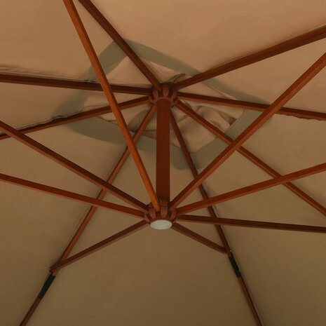 Zweefparasol met houten paal 400x300 cm taupe