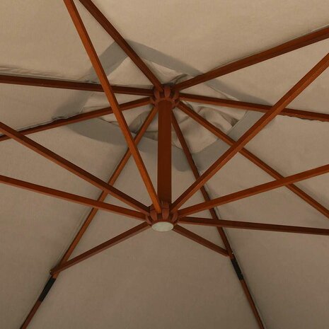 Zweefparasol met houten paal 400x300 cm taupe
