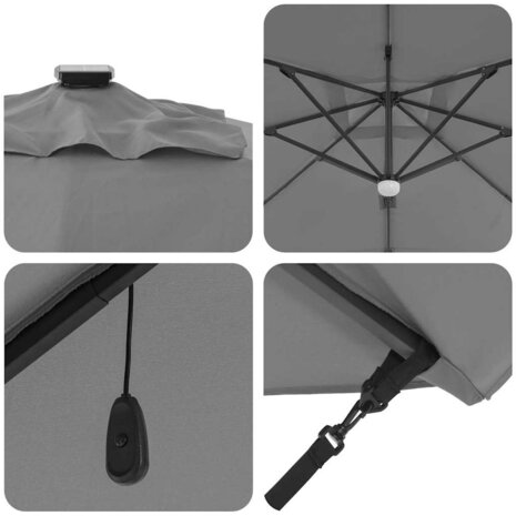 Roma Parasol Antraciet 286 x 285 x 270 cm Aluminium, Polyester