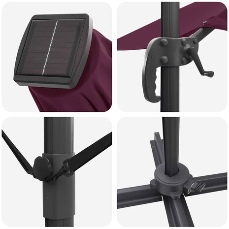 Roma Parasol Rood 286 x 285 x 270 cm Aluminium en Polyester