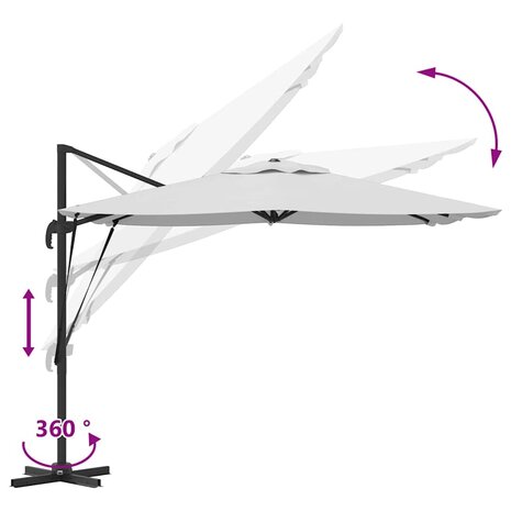 Roma Parasol Beige 286 x 285 x 265 cm Polyester en Aluminium