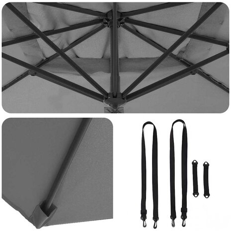 Roma Parasol Antraciet 286 x 285 x 265 cm
