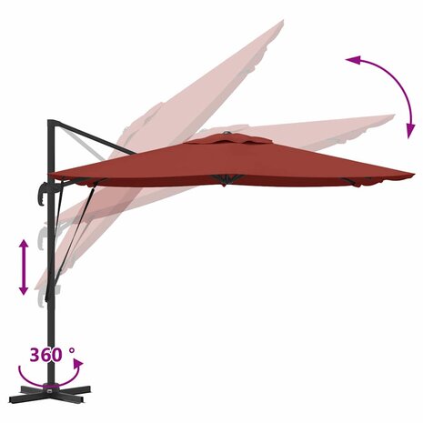 Roma Parasol Rood 286 x 285 x 265 cm Polyester en Aluminium