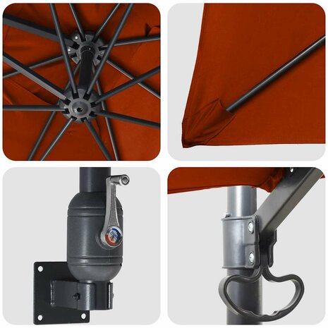 Tuinparasol Rood en Zwart 248.5 x 247.5 x 160 cm