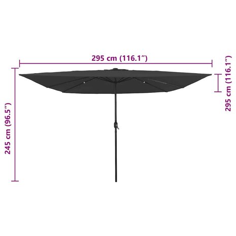 Tuinparasol Antraciet en Zwart 295 x 295 x 245 cm