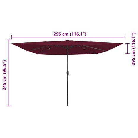 Tuinparasol Rood en Zwart 295 x 295 x 245 cm Polyester en staal