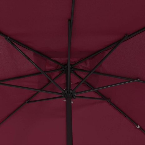 Tuinparasol Rood en Zwart 295 x 295 x 245 cm Polyester en staal