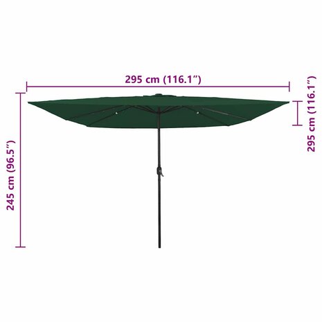 Tuinparasol Groen en Zwart 295 x 295 x 245 cm