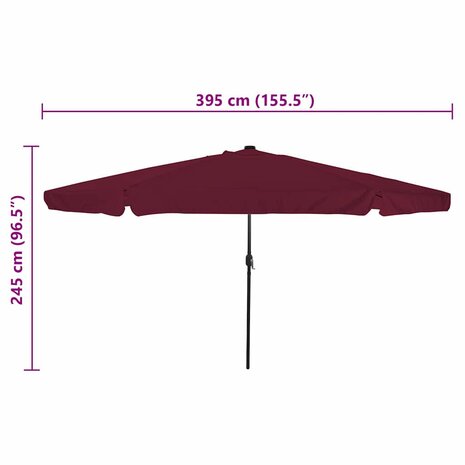 Tuinparasol Rood en Zwart 395 x 395 x 245 cm Polyester en staal