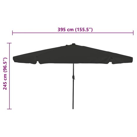 Tuinparasol Zwart 395 x 395 x 245 cm Polyester en staal