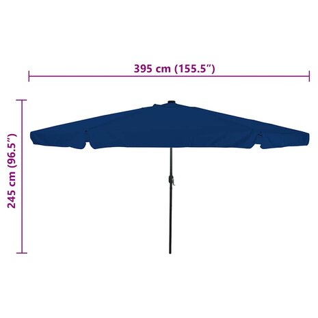 Tuinparasol Blauw en Zwart 395 x 395 x 245 cm