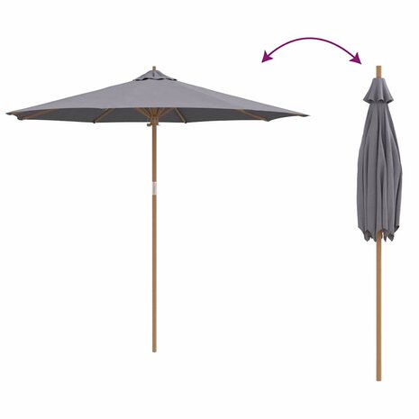 Tuinparasol Donkergrijs 270 x 270 x 260 cm Bamboe