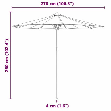 Tuinparasol Donkergrijs 270 x 270 x 260 cm Bamboe