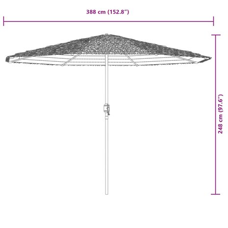 Parasol met stalen paal 388x388x248 cm wit