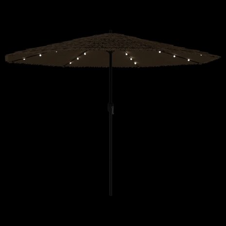 Parasol met LED's en stalen paal 324x324x247 cm bruin