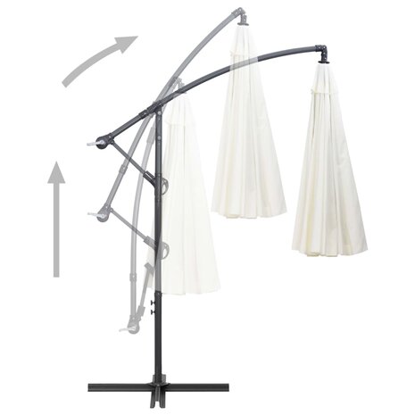 Zweefparasol met aluminium paal 3 m wit
