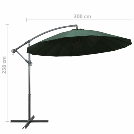 Zweefparasol met aluminium paal 3 m groen