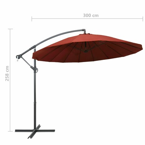 Zweefparasol met aluminium paal 3 m terracotta