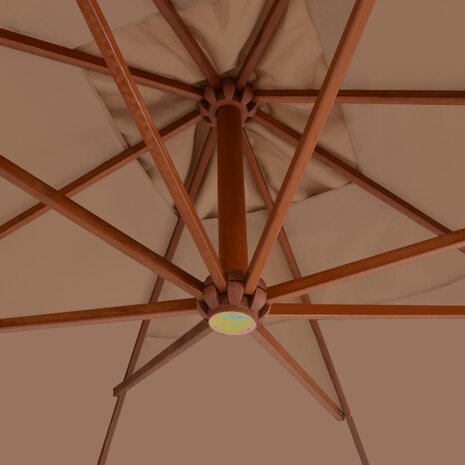 Zweefparasol met houten paal 400x300 cm taupe