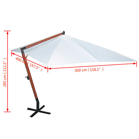 Parasol 300x400 cm wit