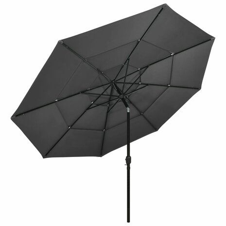Parasol 3-laags met aluminium paal 3,5 m antracietkleurig