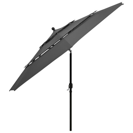 Parasol 3-laags met aluminium paal 3,5 m antracietkleurig