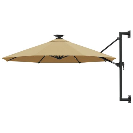 Wandparasol met LED's 300 cm taupe