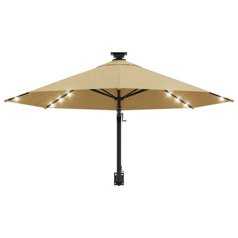 Wandparasol met LED's 300 cm taupe