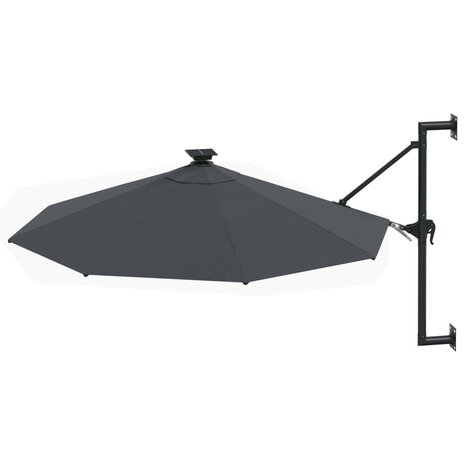 Wandparasol met LED's 300 cm antracietkleurig