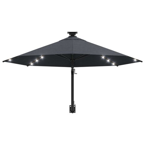 Wandparasol met LED's 300 cm antracietkleurig