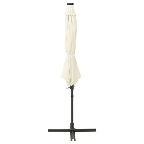 Zweefparasol met paal en LED-verlichting 300 cm zandkleurig