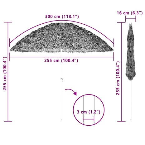 Strandparasol Bruin Ø 265 x 267 cm Staal