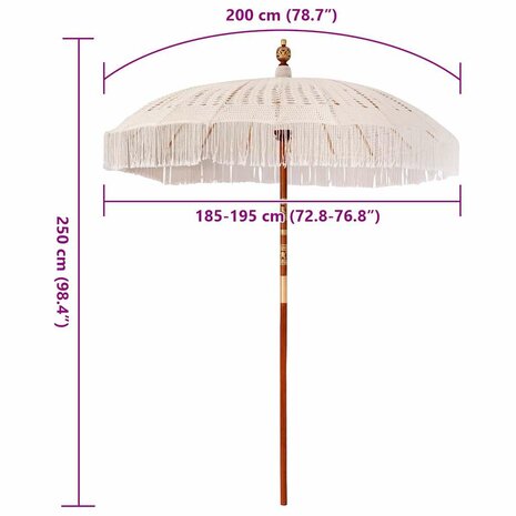 Parasol Crème (185-195) x 250 cm Katoen en massief hout