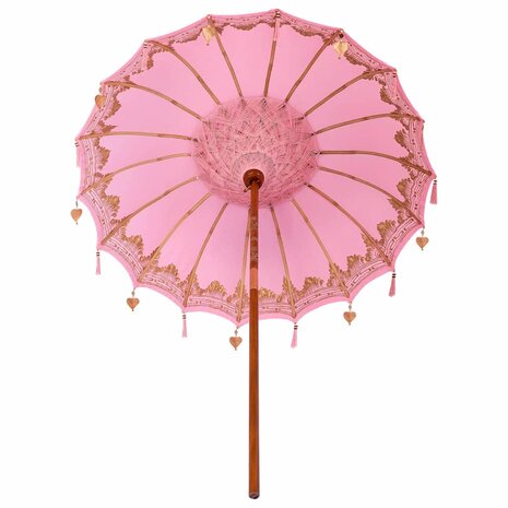 Balinese Parasol Roze (180-190) x 260 cm Katoen en massief hout