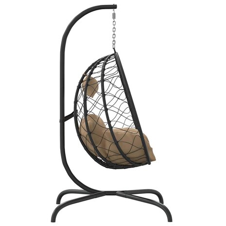 Hangstoel met kussen poly rattan en staal taupe