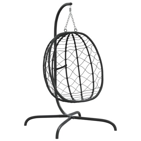 Hangstoel met kussen poly rattan en staal crèmewit