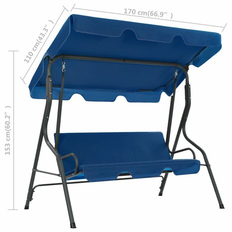 Schommelbank 170x110x153 cm stof donkerblauw