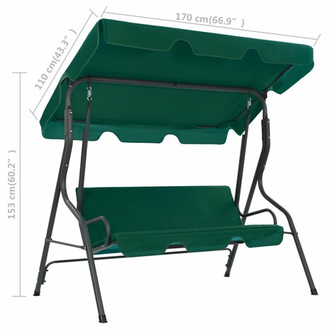 Schommelbank 170x110x153 cm stof groen