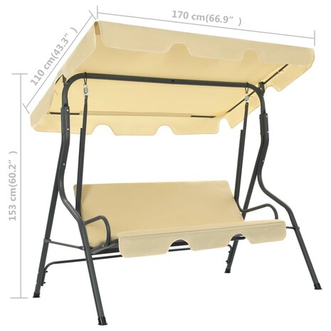 Schommelbank 170x110x153 cm crèmewit