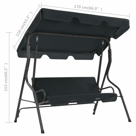 Schommelbank 170x110x153 cm antraciet