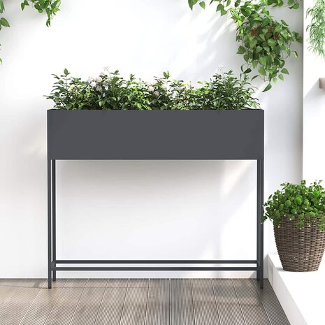 Verhoogde Tuin Plantbak Antraciet 100 x 26 x 82 cm Staal