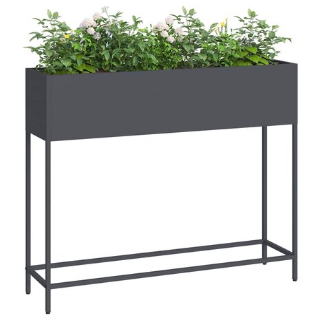 Verhoogde Tuin Plantbak Antraciet 100 x 26 x 82 cm Staal