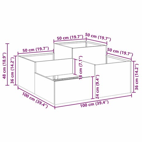 Tuin Bloempot Zilver 100 x 100 x 48 cm Gegalvaniseerd staal