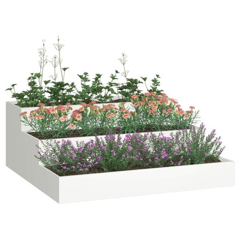 Tuin Bloempot Wit 90 x 90 x 35 cm Staal