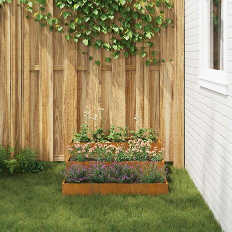 Tuin Bloempot Roestig 90 x 90 x 35 cm Cortenstaal
