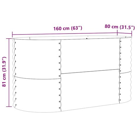 Verhoogde plantenbak Groen 160 x 80 x 81 cm Staal